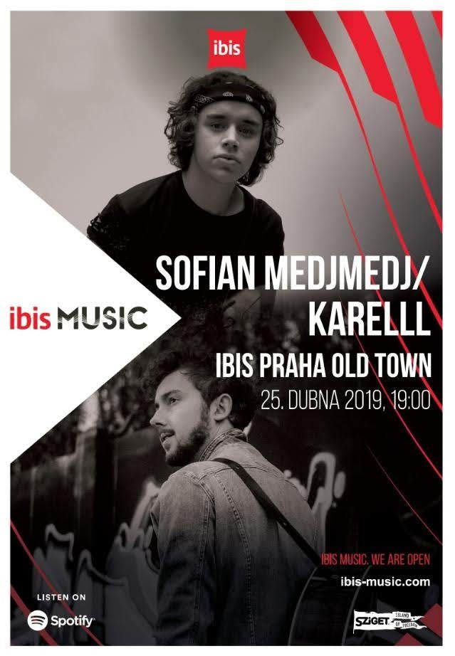 V ibis Praha Old Town (Na Poříčí 5, Praha 1) se koncert uskuteční 25. dubna od 19 hodin a vystoupí na něm dva mladí hudebníci Sofian Medjmedj a Karelll. 