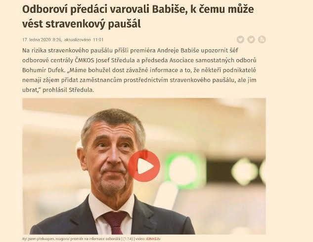 Odbory údajně měly pro premiéra "závažné informace", reprofoto iDnes.cz