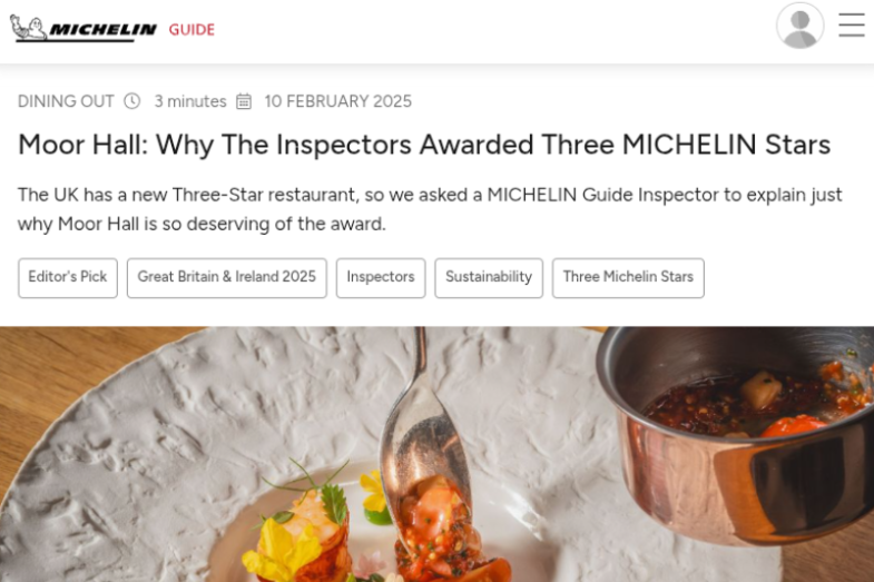 Snímek obrazovky: Michelin Guide UK 